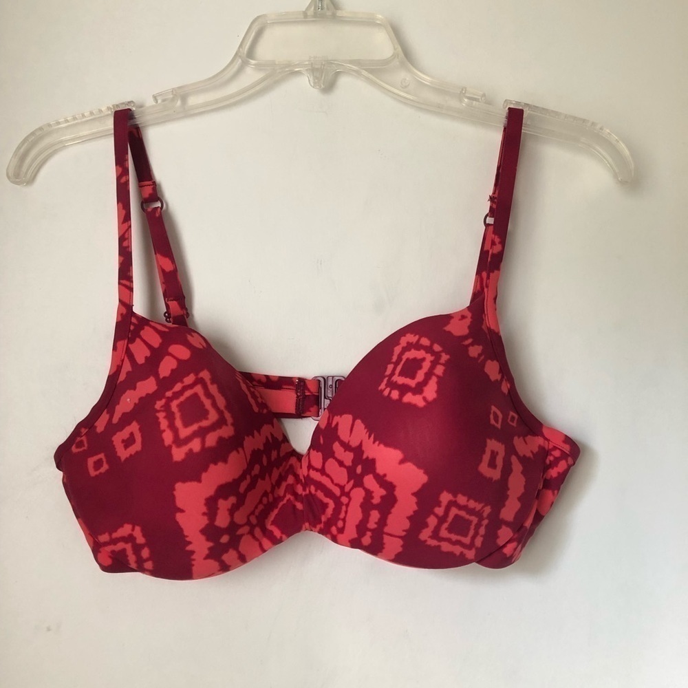Victoria's Secret Vintage Y2K Underwire Red Pink Tie Dye Bikini Top 36D - Picture 2 of 5